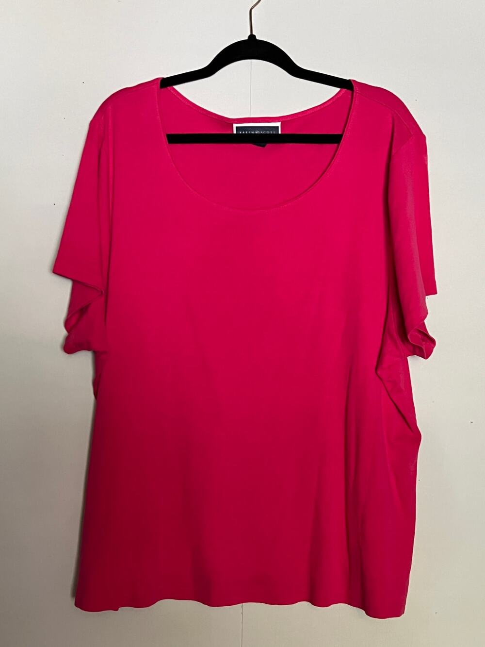 Karen Scott Ribbed Short Sleeve Pink Top Women 3X Stretch 100% Cotton Breathable